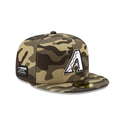 Green Arizona Diamondbacks Hat - New Era MLB Armed Forces Weekend 59FIFTY Fitted Caps USA7631892